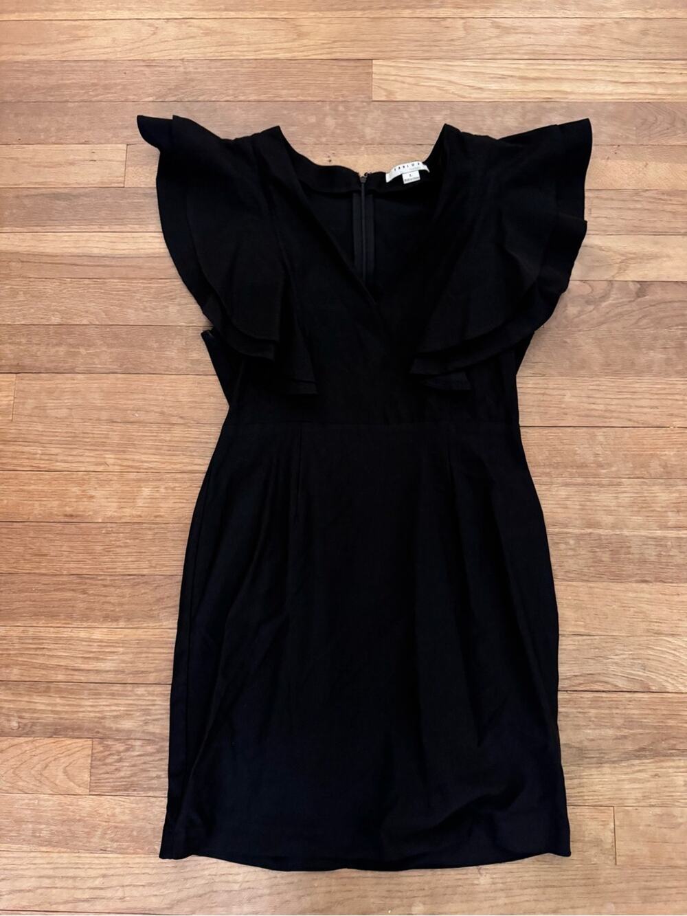 Favlux Women's Black Mini Ruffle Sleeve Sheath Dress - Size L
 b66
